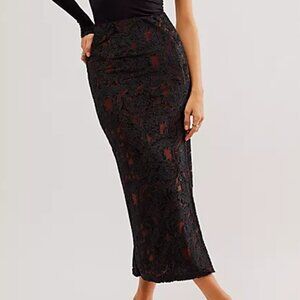 Free People Rosalie Velvet Midi Skirt